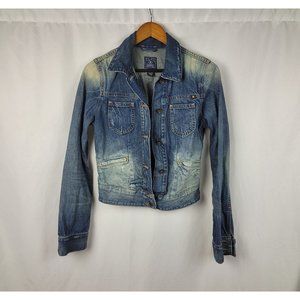 Lucky Brand Dungarees America Jean/ Denim Crop Distressed Jacket Size XS